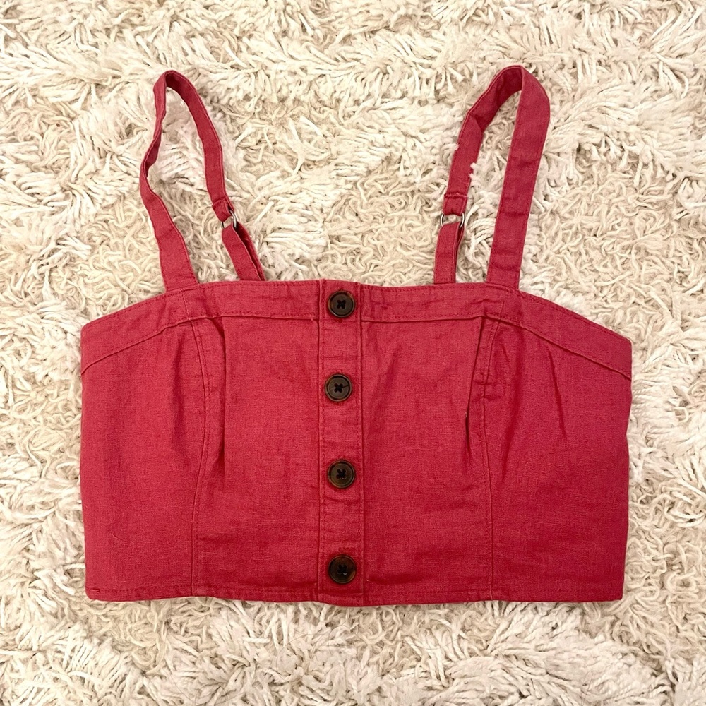 NWT Abercrombie & Fitch Pink Smocked Crop Top